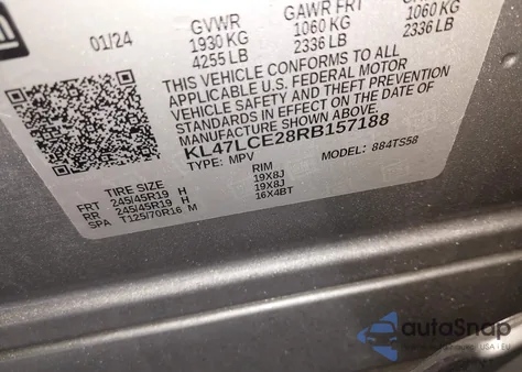 2024 Buick Envista Avenir Fwd z USA, uszkodzony, nr VIN KL47LCE28RB157188